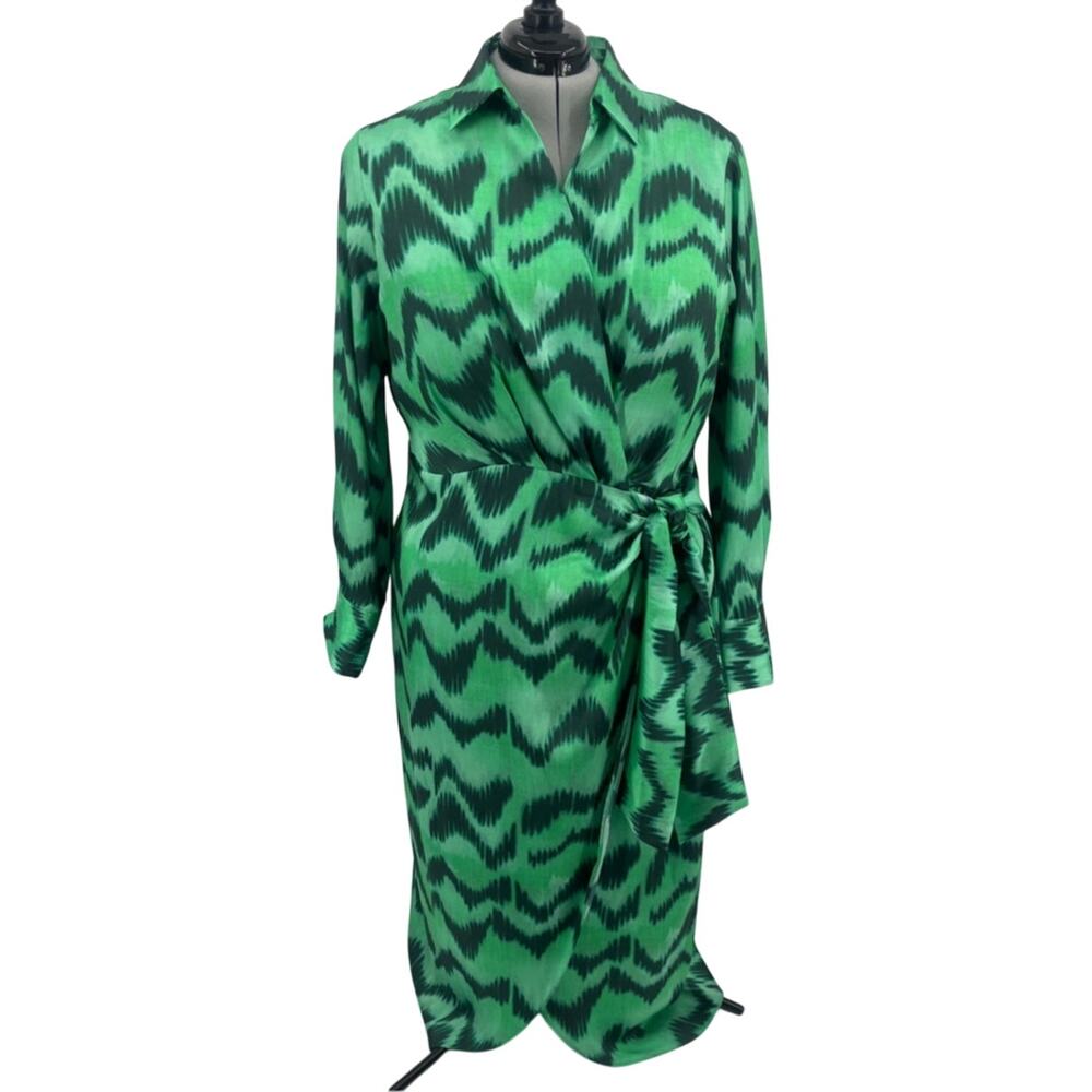 Mango Green Patterned Midi Dress